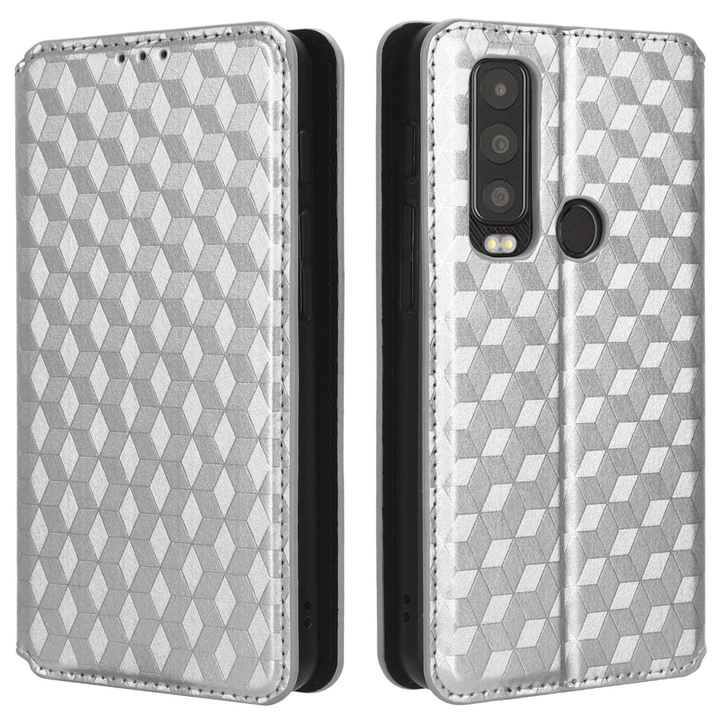 For Motorola Defy 2 5G / Cat S75 5G Rhombus Imprinted PU Leather Phone Case Wallet Stand Flip Cover