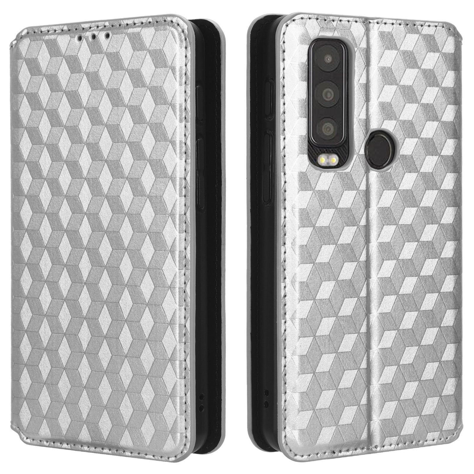For Motorola Defy 2 5G / Cat S75 5G Rhombus Imprinted PU Leather Phone Case Wallet Stand Flip Cover