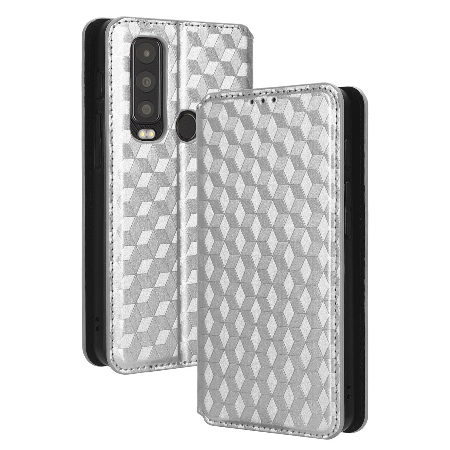 For Motorola Defy 2 5G / Cat S75 5G Rhombus Imprinted PU Leather Phone Case Wallet Stand Flip Cover