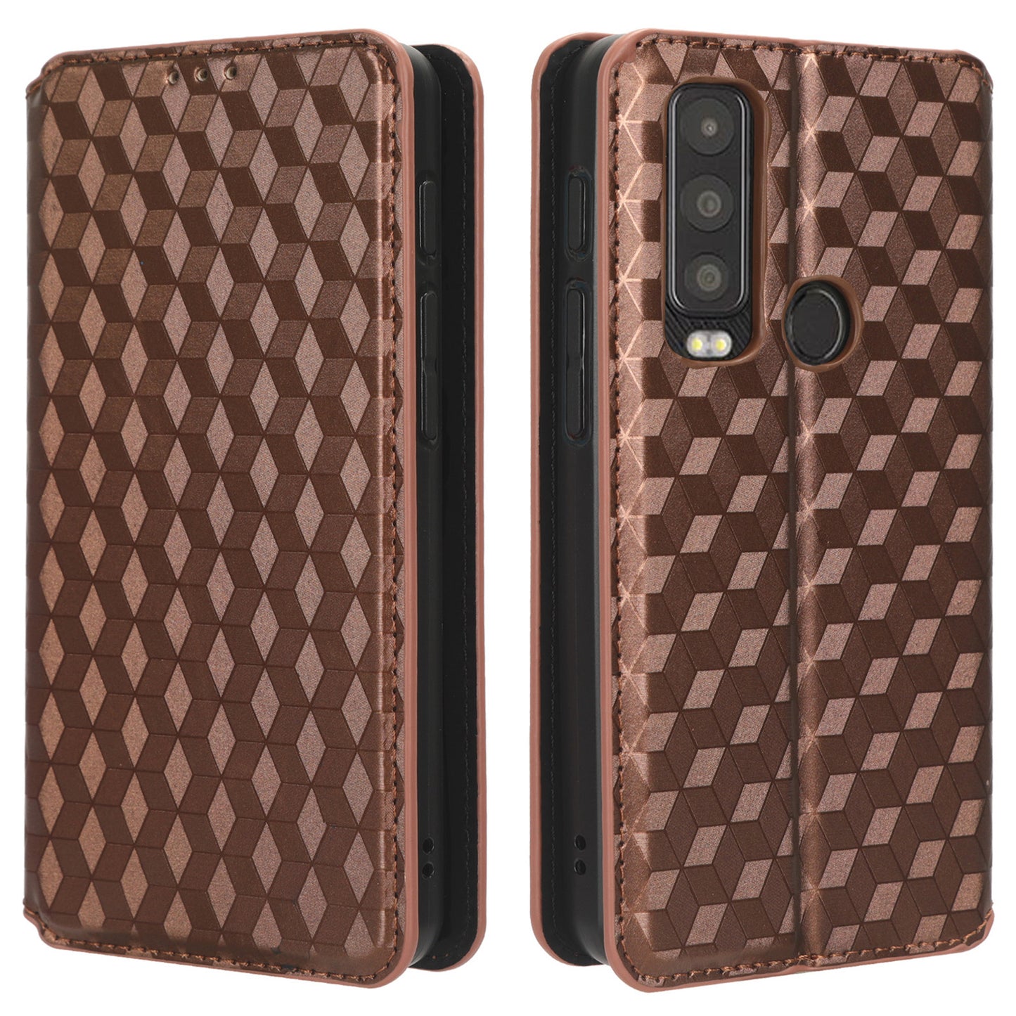 For Motorola Defy 2 5G / Cat S75 5G Rhombus Imprinted PU Leather Phone Case Wallet Stand Flip Cover