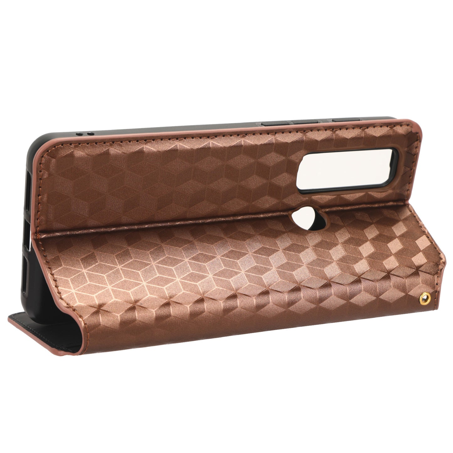 For Motorola Defy 2 5G / Cat S75 5G Rhombus Imprinted PU Leather Phone Case Wallet Stand Flip Cover