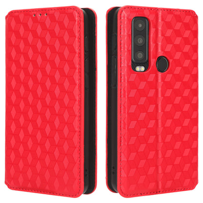 For Motorola Defy 2 5G / Cat S75 5G Rhombus Imprinted PU Leather Phone Case Wallet Stand Flip Cover