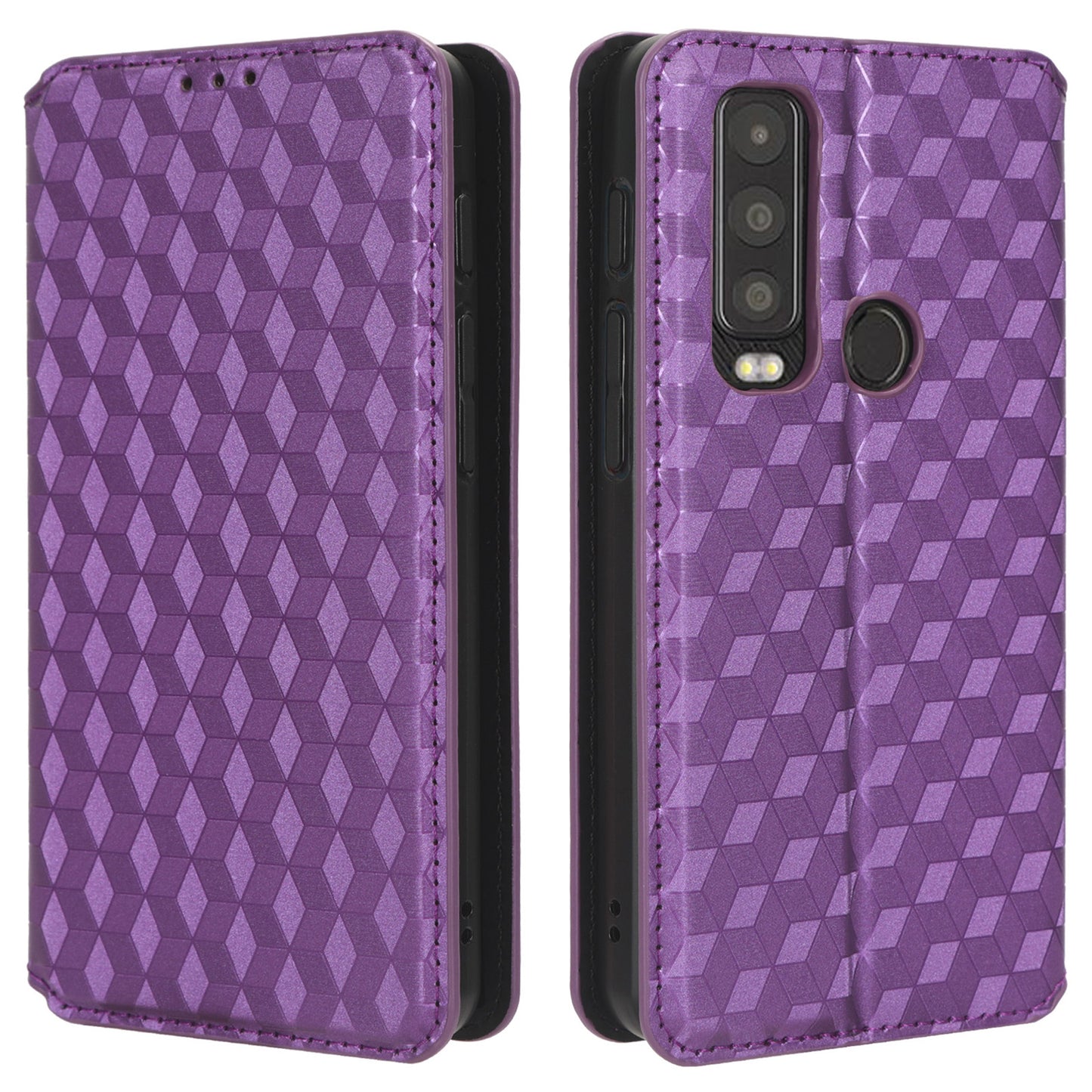 For Motorola Defy 2 5G / Cat S75 5G Rhombus Imprinted PU Leather Phone Case Wallet Stand Flip Cover