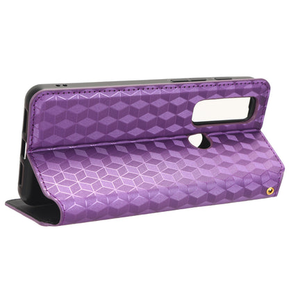 For Motorola Defy 2 5G / Cat S75 5G Rhombus Imprinted PU Leather Phone Case Wallet Stand Flip Cover