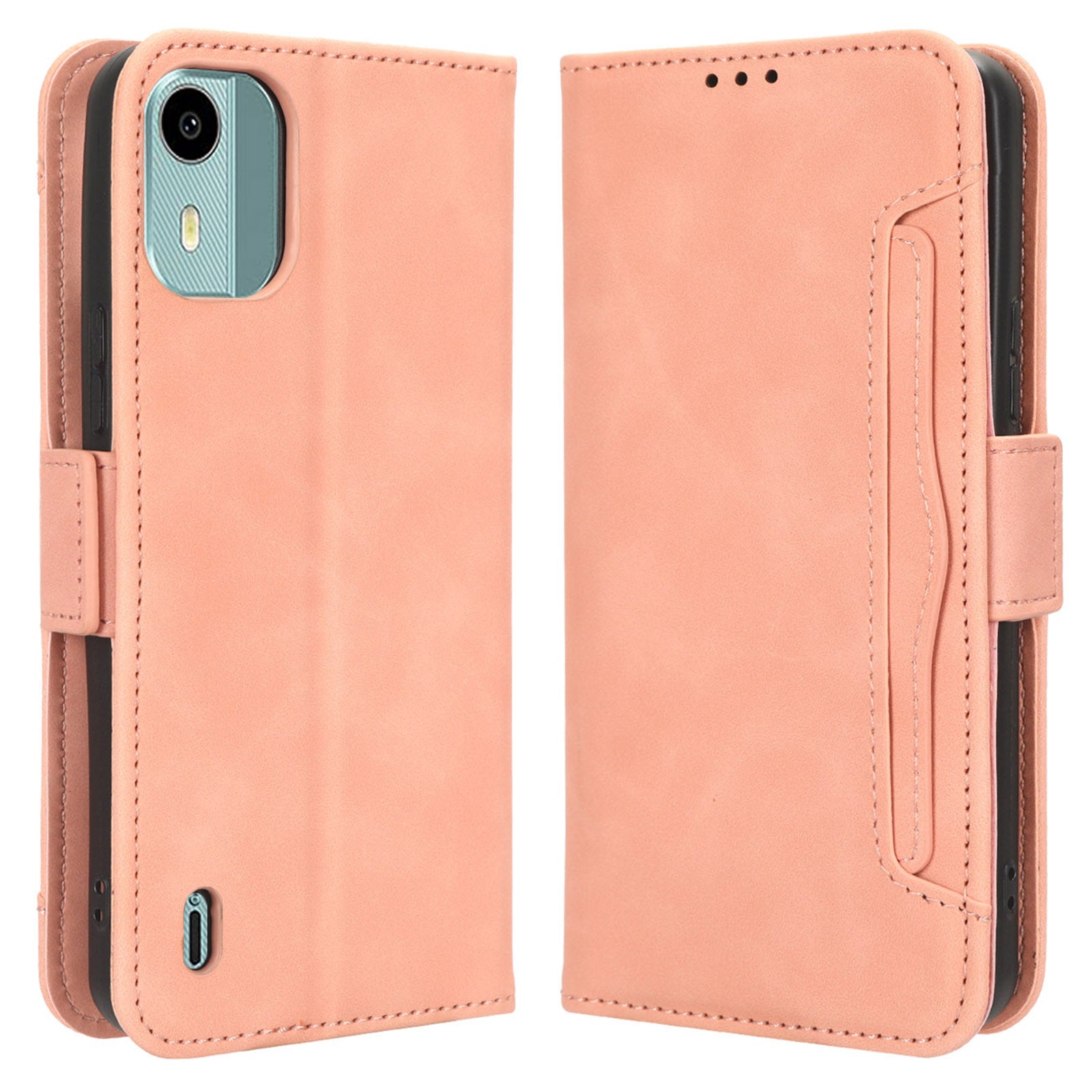 For Nokia C12 4G / C12 Pro / C12 Plus Multiple Card Slots Wallet Phone Cover PU Leather Phone Stand Protective Case