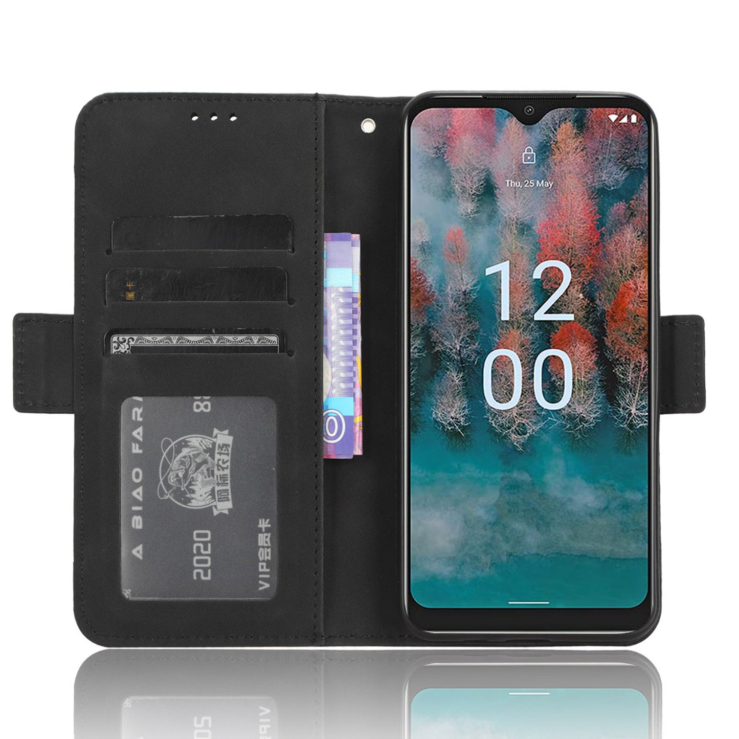 For Nokia C12 4G / C12 Pro / C12 Plus Multiple Card Slots Wallet Phone Cover PU Leather Phone Stand Protective Case