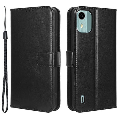 PU Leather Flip Cover for Nokia C12 4G / C12 Pro / C12 Plus Anti-Dorp Crazy Horse Texture Stand Phone Shell Wallet Case