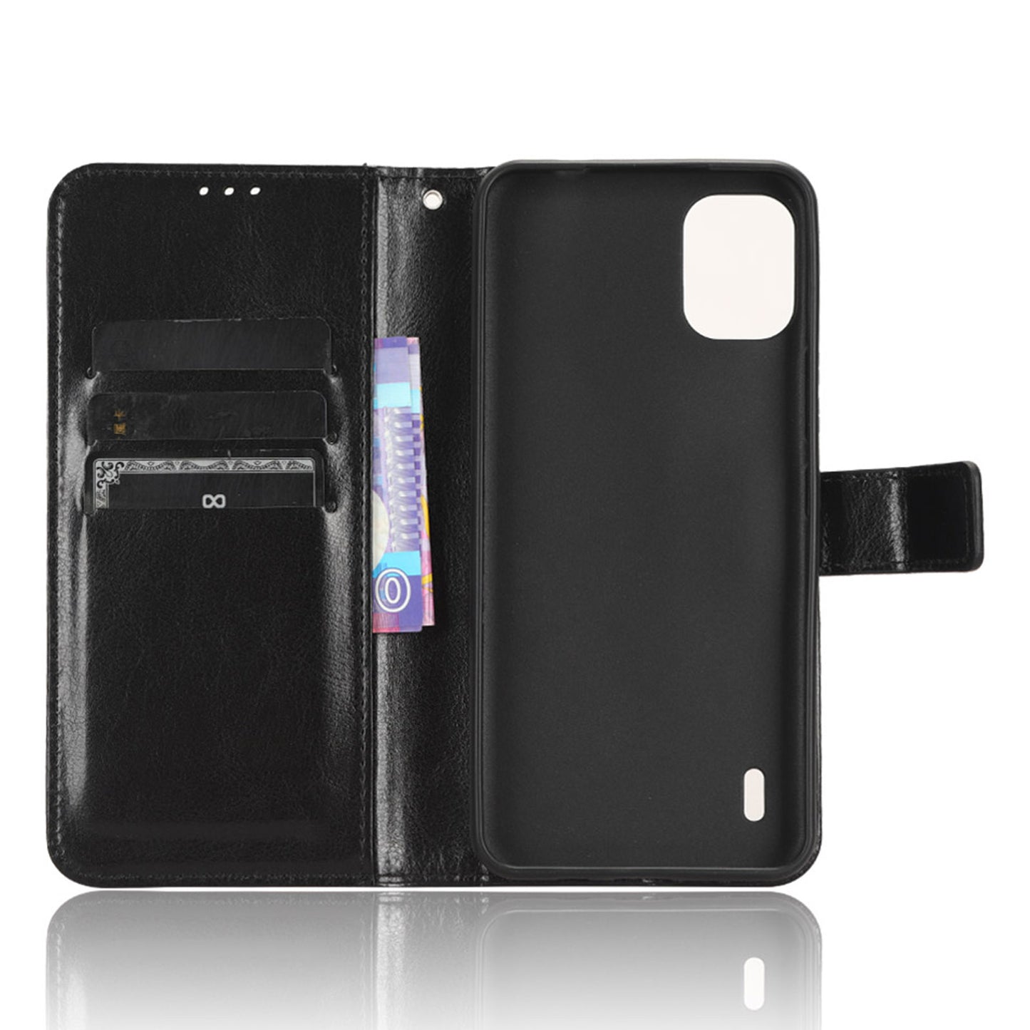 PU Leather Flip Cover for Nokia C12 4G / C12 Pro / C12 Plus Anti-Dorp Crazy Horse Texture Stand Phone Shell Wallet Case