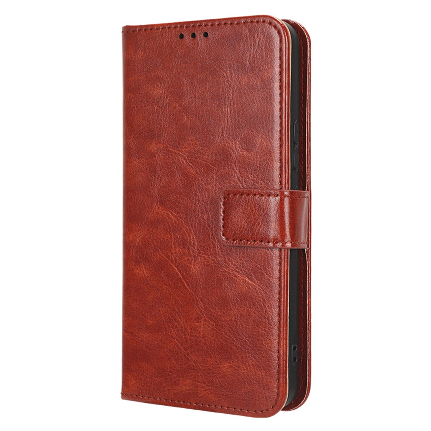 PU Leather Flip Cover for Nokia C12 4G / C12 Pro / C12 Plus Anti-Dorp Crazy Horse Texture Stand Phone Shell Wallet Case
