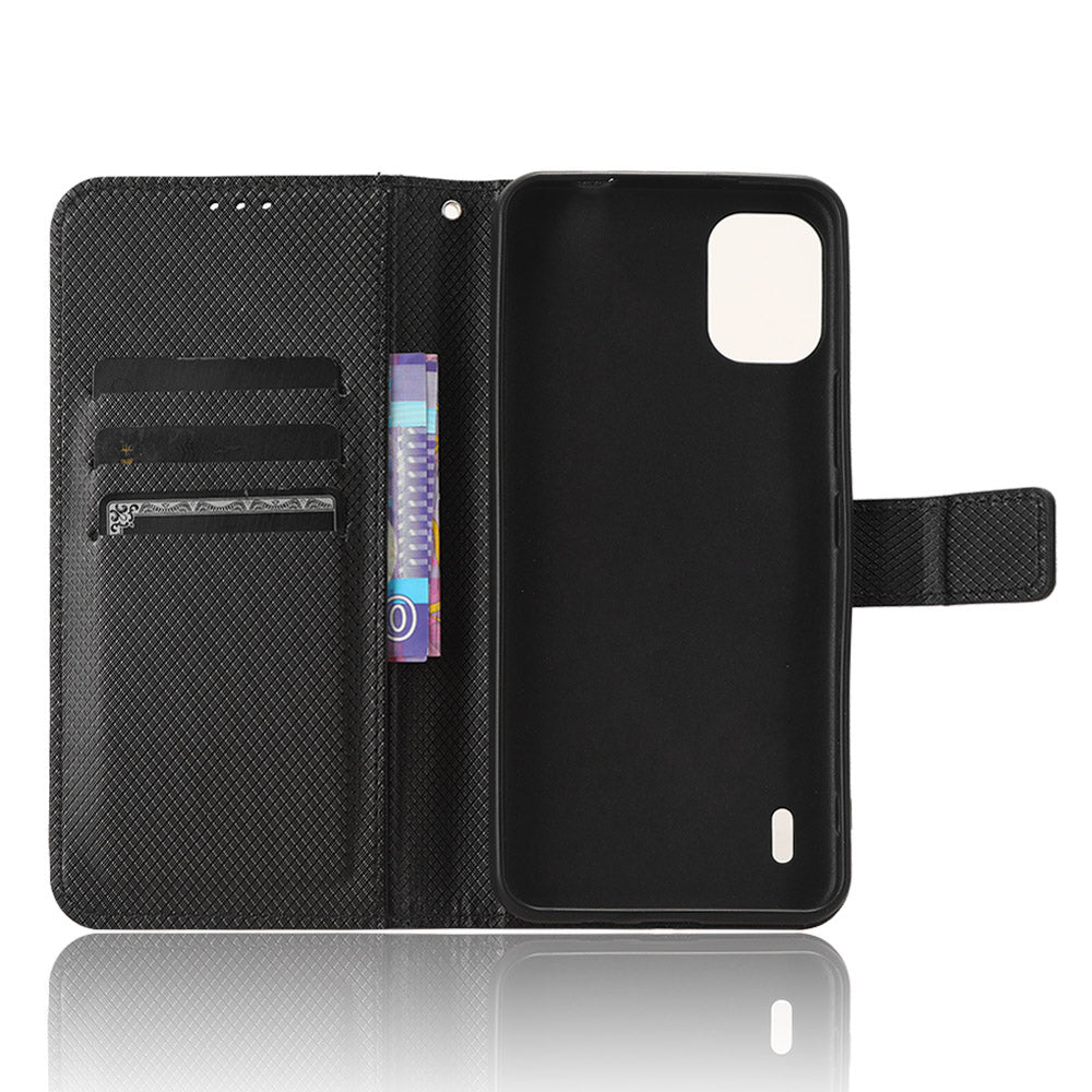 For Nokia C12 4G / C12 Pro / C12 Plus PU Leather+TPU Cell Phone Cover Diamond Texture Stand Wallet Flip Case