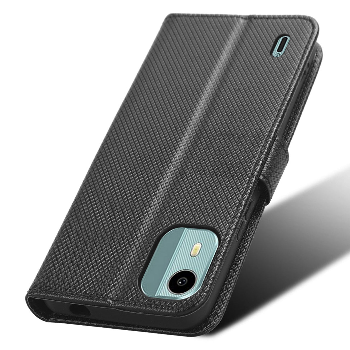 For Nokia C12 4G / C12 Pro / C12 Plus PU Leather+TPU Cell Phone Cover Diamond Texture Stand Wallet Flip Case