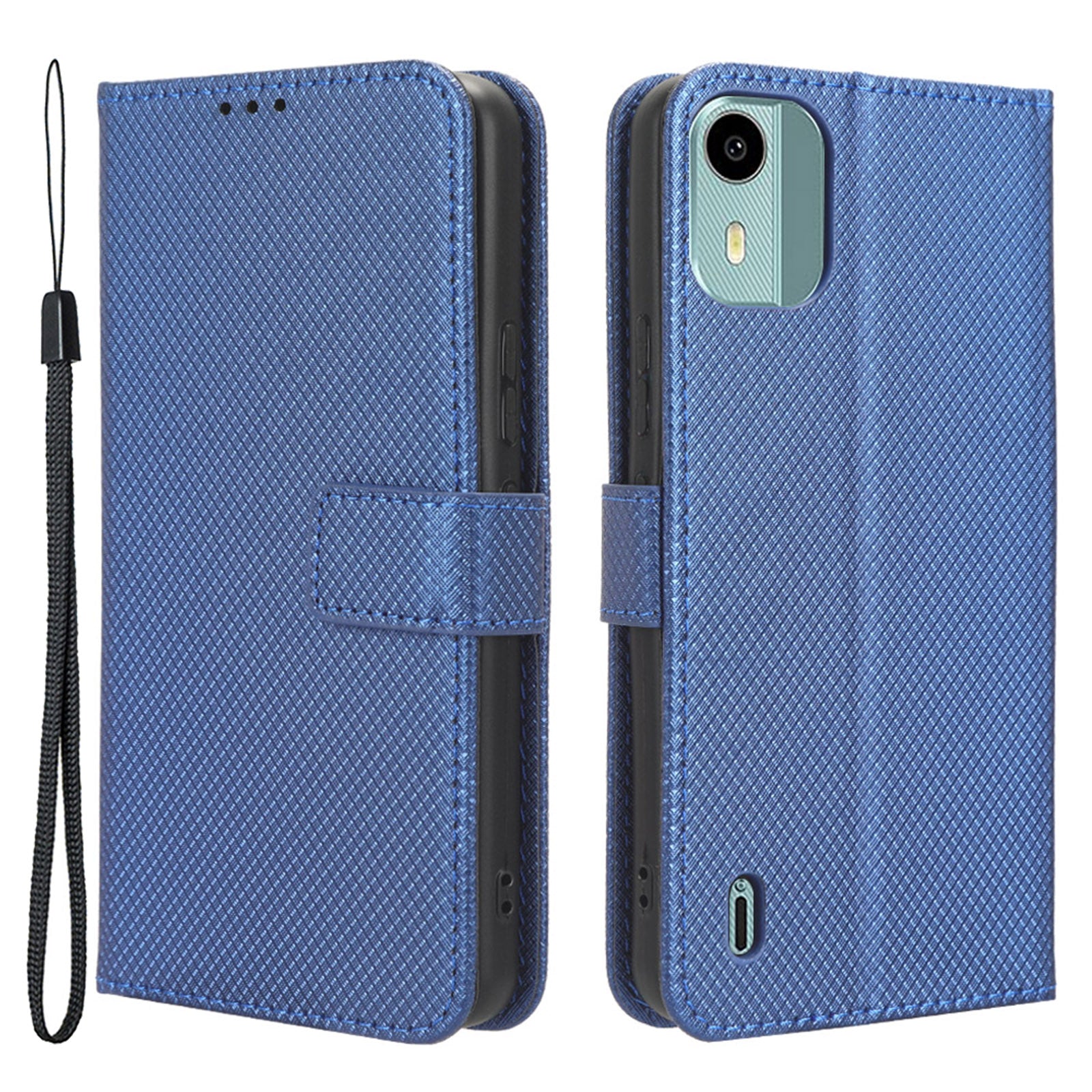 For Nokia C12 4G / C12 Pro / C12 Plus PU Leather+TPU Cell Phone Cover Diamond Texture Stand Wallet Flip Case