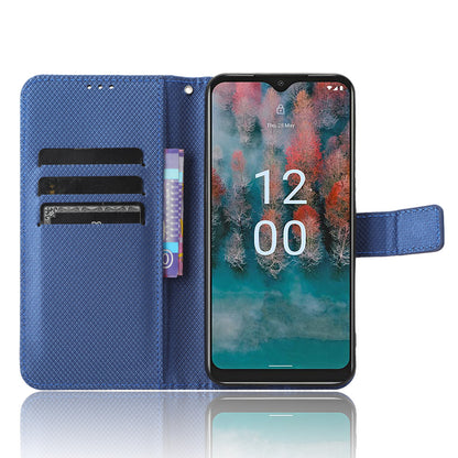 For Nokia C12 4G / C12 Pro / C12 Plus PU Leather+TPU Cell Phone Cover Diamond Texture Stand Wallet Flip Case
