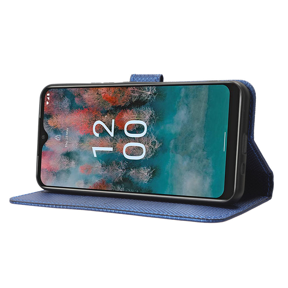 For Nokia C12 4G / C12 Pro / C12 Plus PU Leather+TPU Cell Phone Cover Diamond Texture Stand Wallet Flip Case