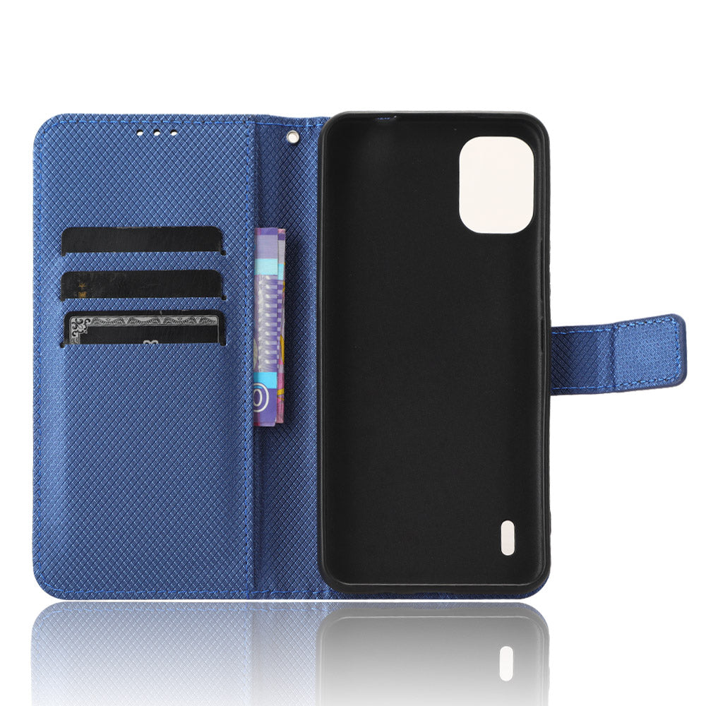 For Nokia C12 4G / C12 Pro / C12 Plus PU Leather+TPU Cell Phone Cover Diamond Texture Stand Wallet Flip Case