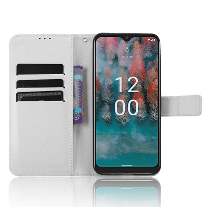 For Nokia C12 4G / C12 Pro / C12 Plus PU Leather+TPU Cell Phone Cover Diamond Texture Stand Wallet Flip Case