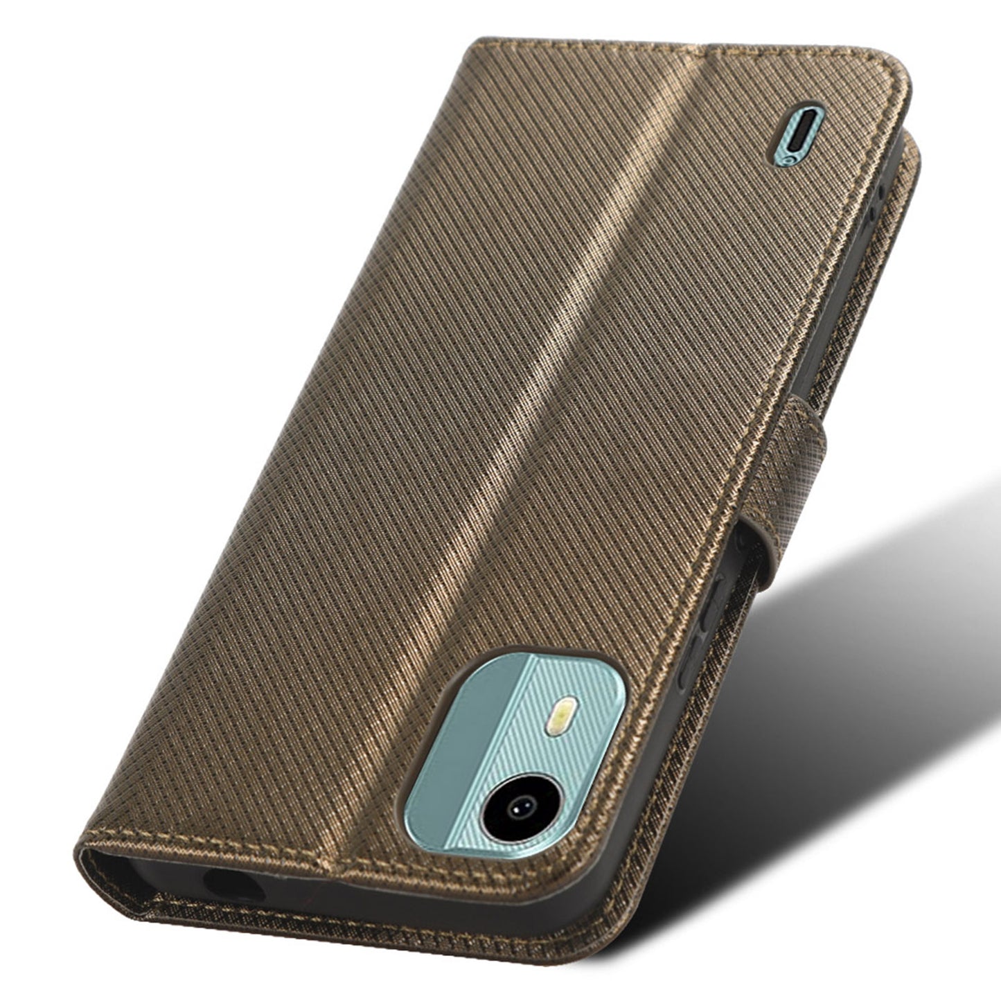 For Nokia C12 4G / C12 Pro / C12 Plus PU Leather+TPU Cell Phone Cover Diamond Texture Stand Wallet Flip Case