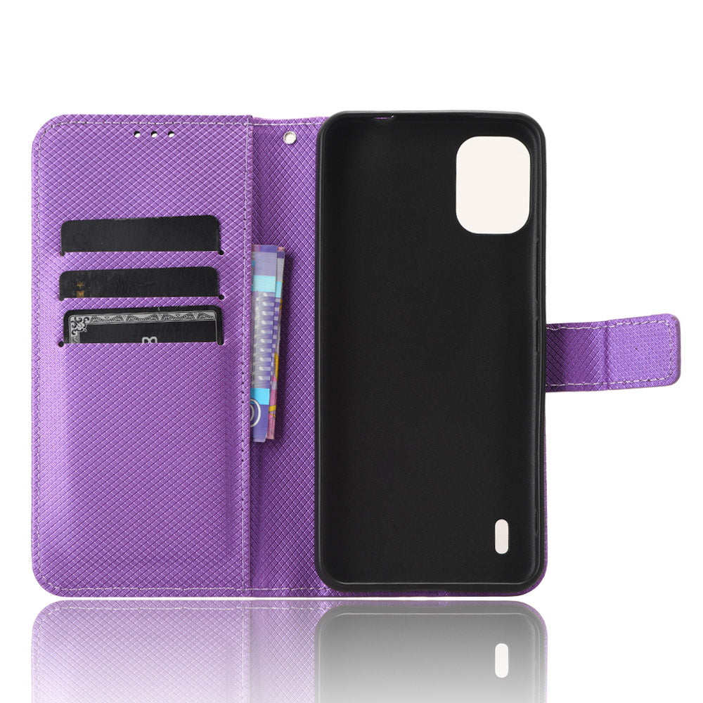 For Nokia C12 4G / C12 Pro / C12 Plus PU Leather+TPU Cell Phone Cover Diamond Texture Stand Wallet Flip Case