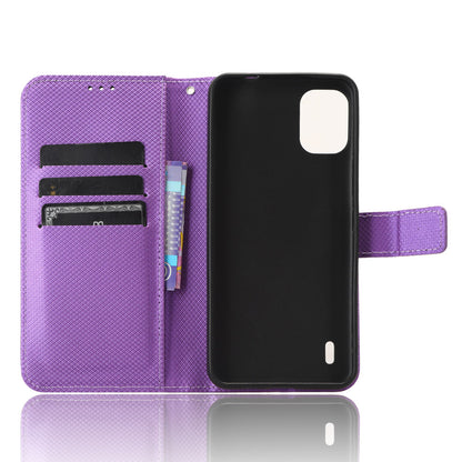 For Nokia C12 4G / C12 Pro / C12 Plus PU Leather+TPU Cell Phone Cover Diamond Texture Stand Wallet Flip Case