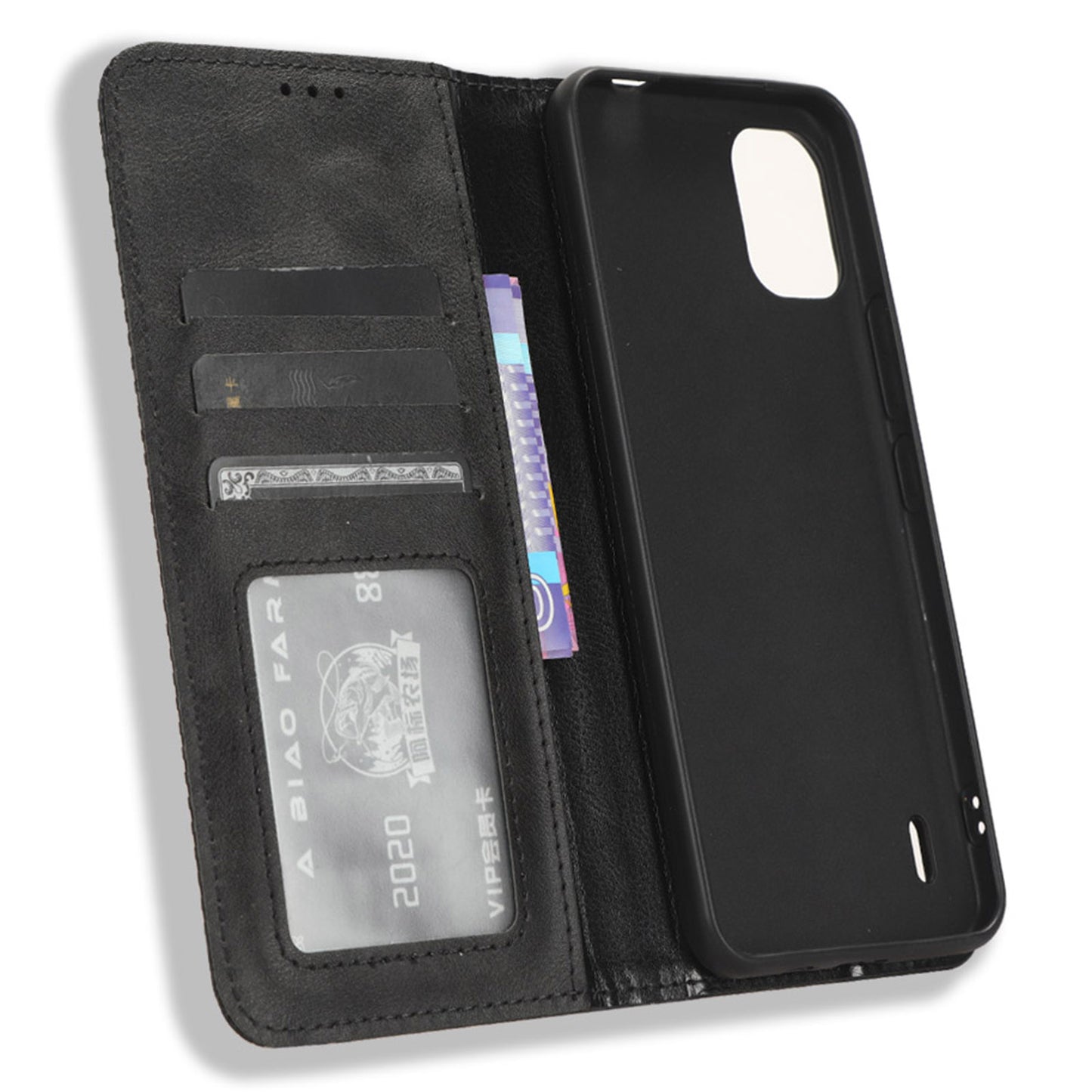 For Nokia C12 4G / C12 Pro / C12 Plus Retro PU Leather Cover Stand Wallet Shockproof Flip Folio Phone Case