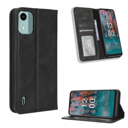 For Nokia C12 4G / C12 Pro / C12 Plus Retro PU Leather Cover Stand Wallet Shockproof Flip Folio Phone Case