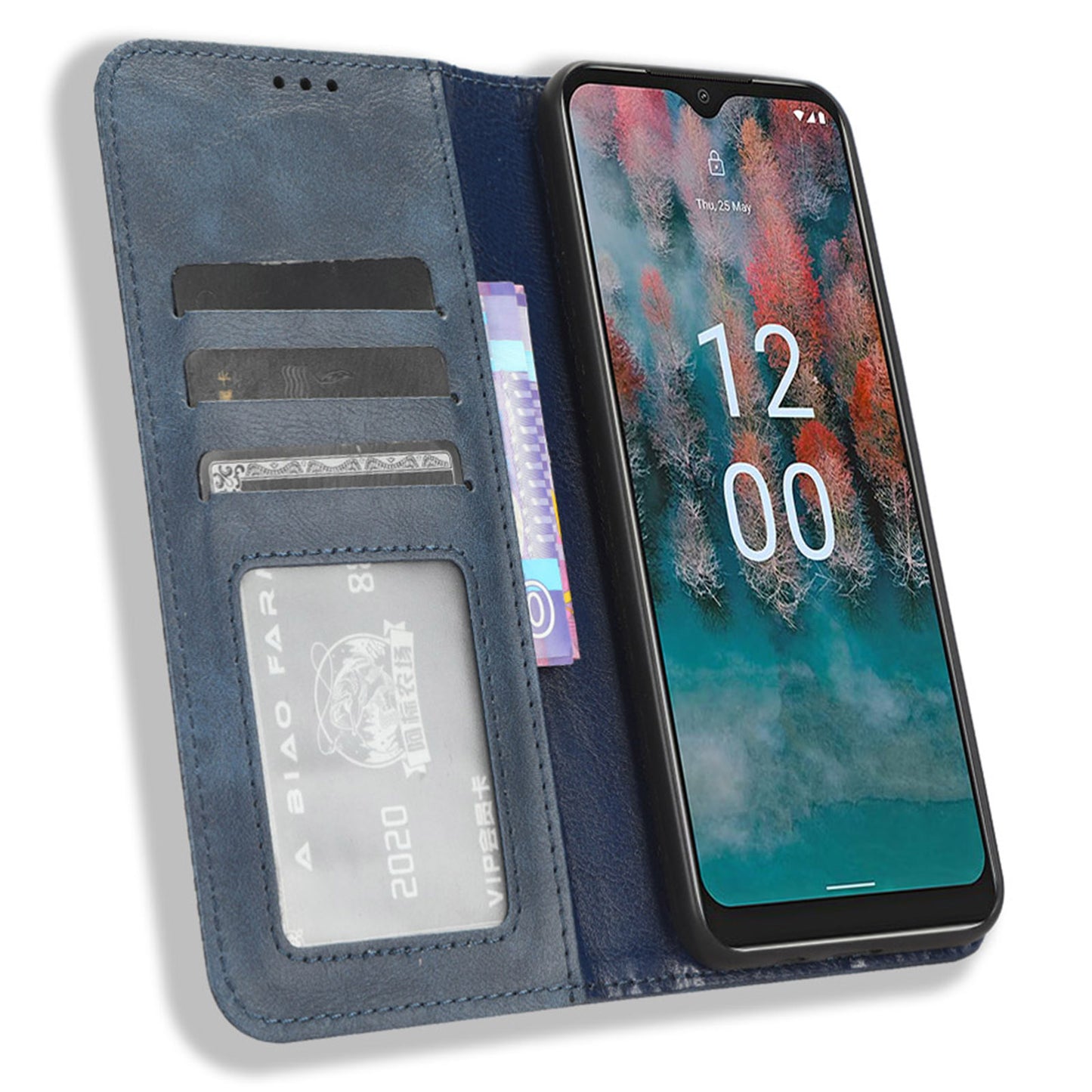 For Nokia C12 4G / C12 Pro / C12 Plus Retro PU Leather Cover Stand Wallet Shockproof Flip Folio Phone Case