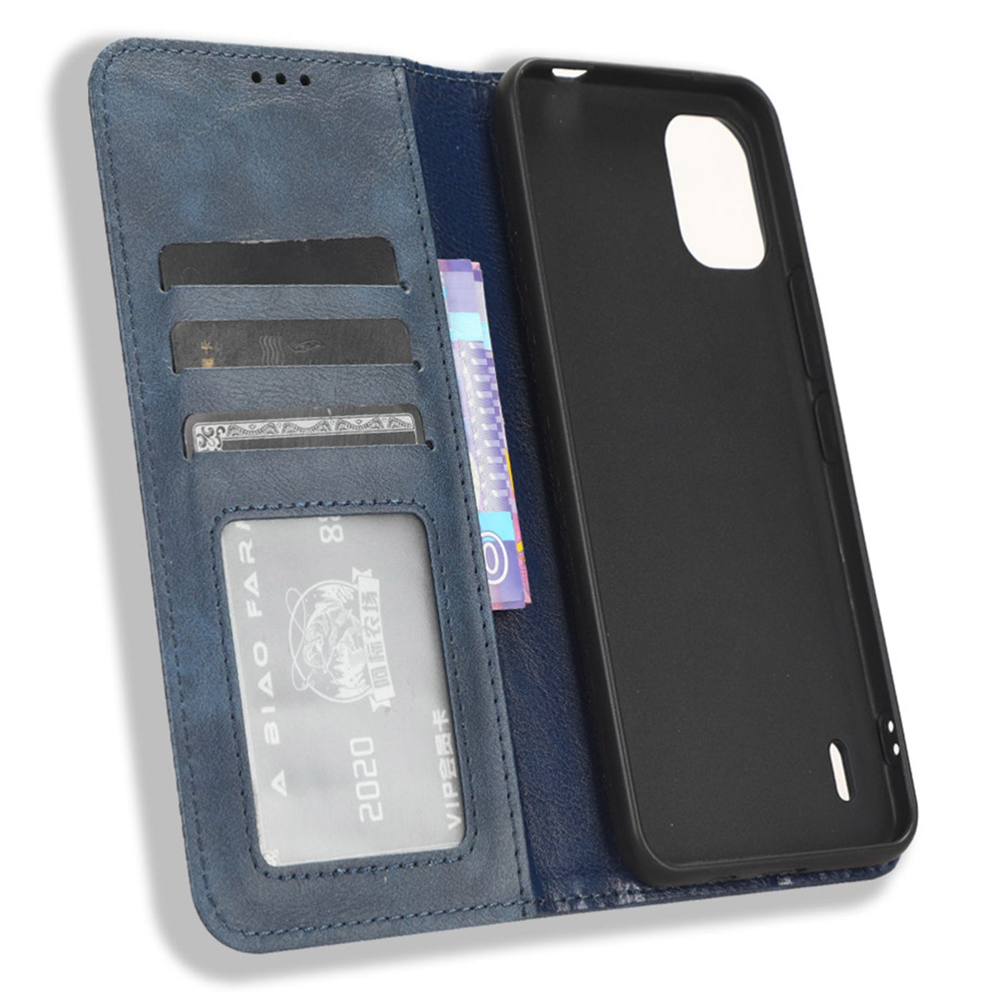 For Nokia C12 4G / C12 Pro / C12 Plus Retro PU Leather Cover Stand Wallet Shockproof Flip Folio Phone Case