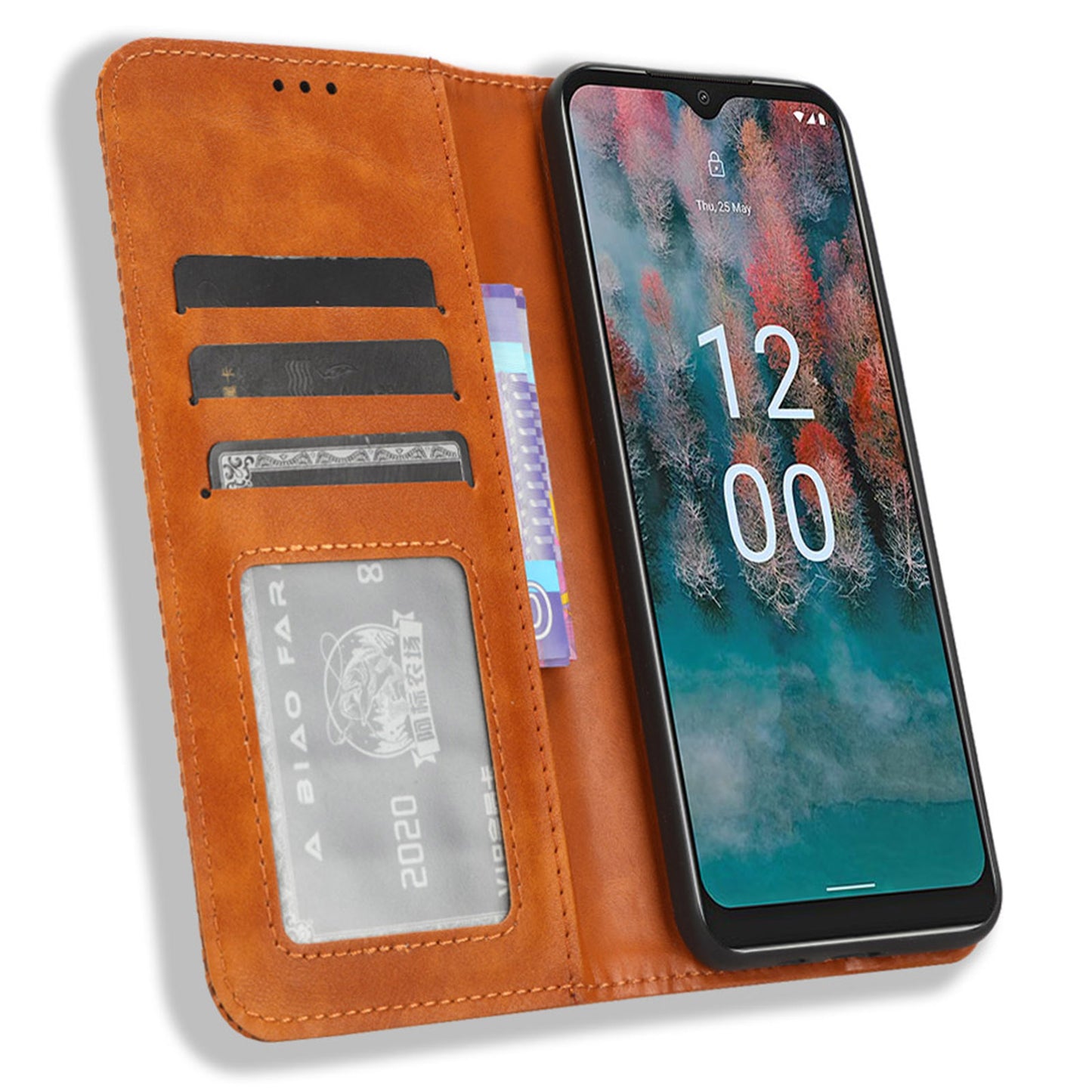 For Nokia C12 4G / C12 Pro / C12 Plus Retro PU Leather Cover Stand Wallet Shockproof Flip Folio Phone Case