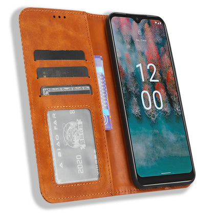 For Nokia C12 4G / C12 Pro / C12 Plus Retro PU Leather Cover Stand Wallet Shockproof Flip Folio Phone Case
