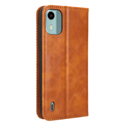 For Nokia C12 4G / C12 Pro / C12 Plus Retro PU Leather Cover Stand Wallet Shockproof Flip Folio Phone Case