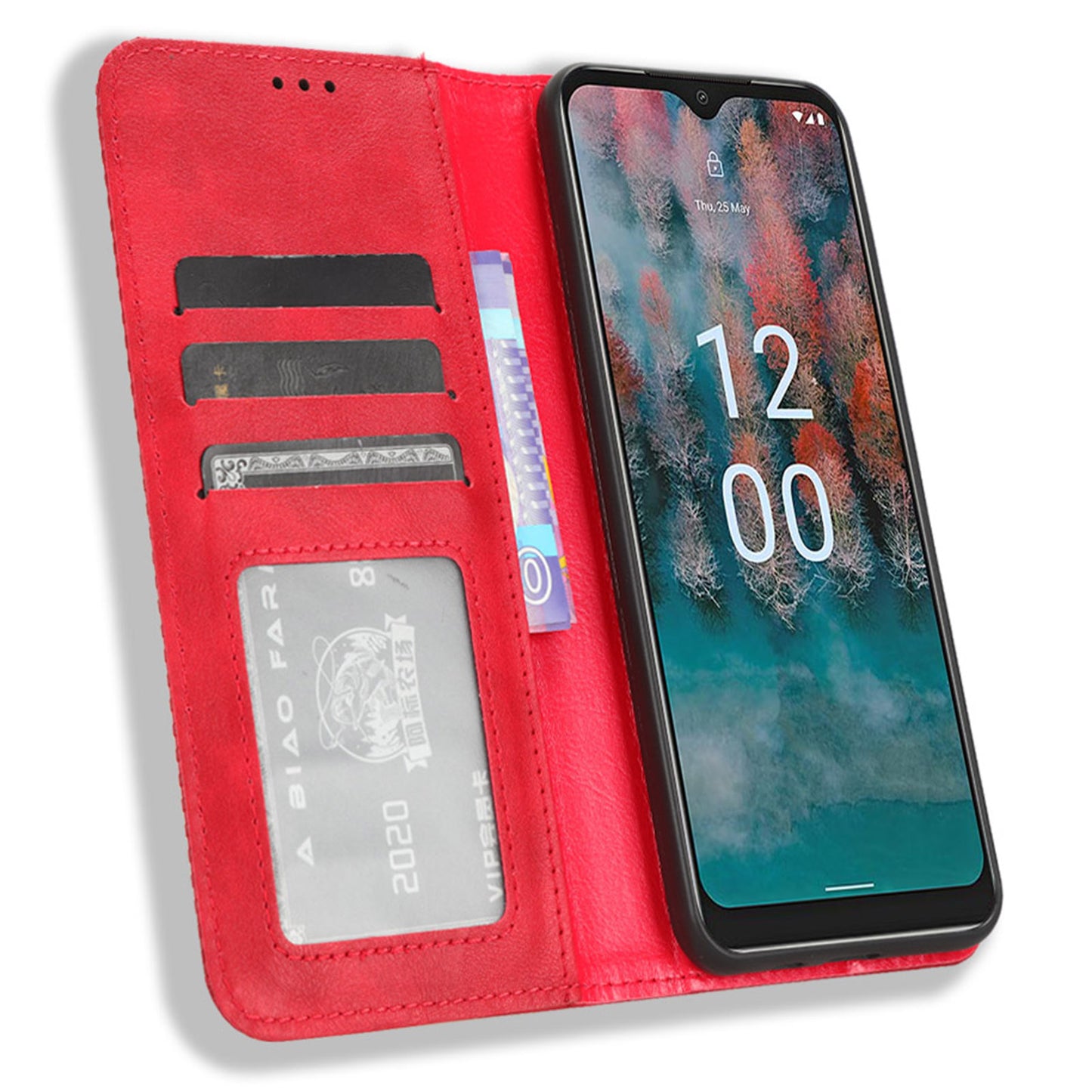 For Nokia C12 4G / C12 Pro / C12 Plus Retro PU Leather Cover Stand Wallet Shockproof Flip Folio Phone Case