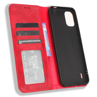 For Nokia C12 4G / C12 Pro / C12 Plus Retro PU Leather Cover Stand Wallet Shockproof Flip Folio Phone Case