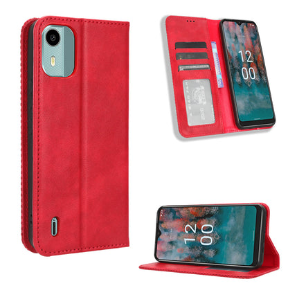 For Nokia C12 4G / C12 Pro / C12 Plus Retro PU Leather Cover Stand Wallet Shockproof Flip Folio Phone Case