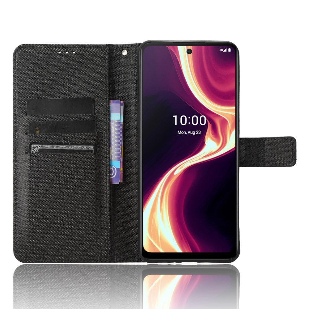 For Boost Mobile Celero 5G+ Diamond Texture PU Leather+TPU Cell Phone Cover Flip Stand Wallet Case