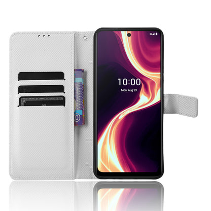 For Boost Mobile Celero 5G+ Diamond Texture PU Leather+TPU Cell Phone Cover Flip Stand Wallet Case