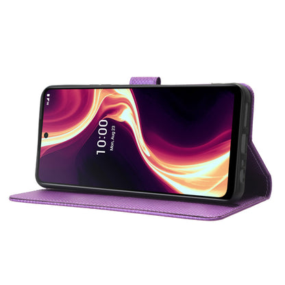 For Boost Mobile Celero 5G+ Diamond Texture PU Leather+TPU Cell Phone Cover Flip Stand Wallet Case