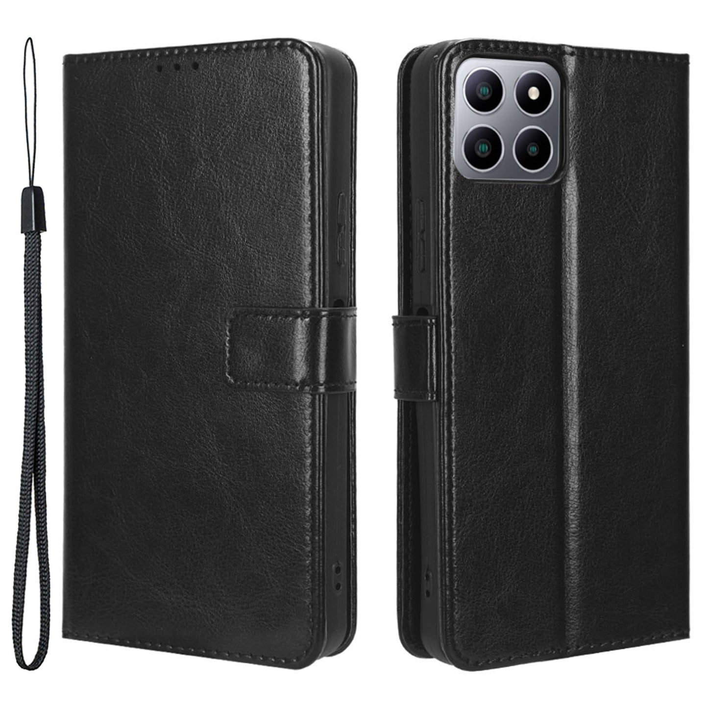 PU Leather Flip Cover for Boost Mobile Celero 5G+ Wallet Case Crazy Horse Texture Stand Anti-fall Phone Shell