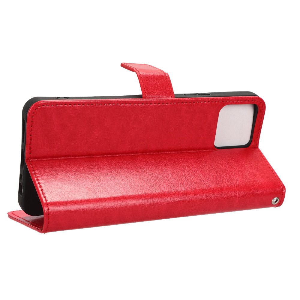 PU Leather Flip Cover for Boost Mobile Celero 5G+ Wallet Case Crazy Horse Texture Stand Anti-fall Phone Shell