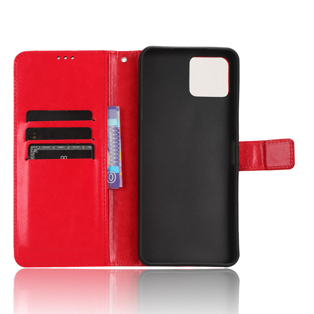 PU Leather Flip Cover for Boost Mobile Celero 5G+ Wallet Case Crazy Horse Texture Stand Anti-fall Phone Shell