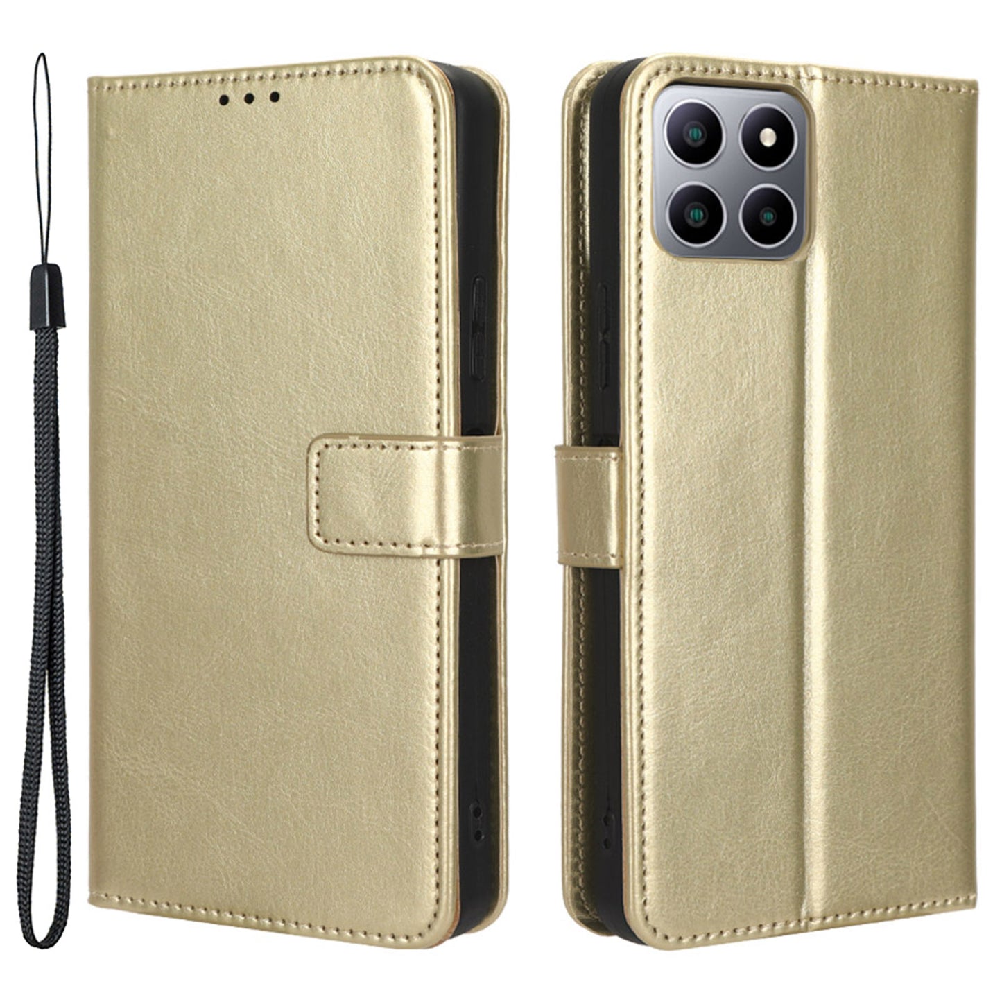 PU Leather Flip Cover for Boost Mobile Celero 5G+ Wallet Case Crazy Horse Texture Stand Anti-fall Phone Shell