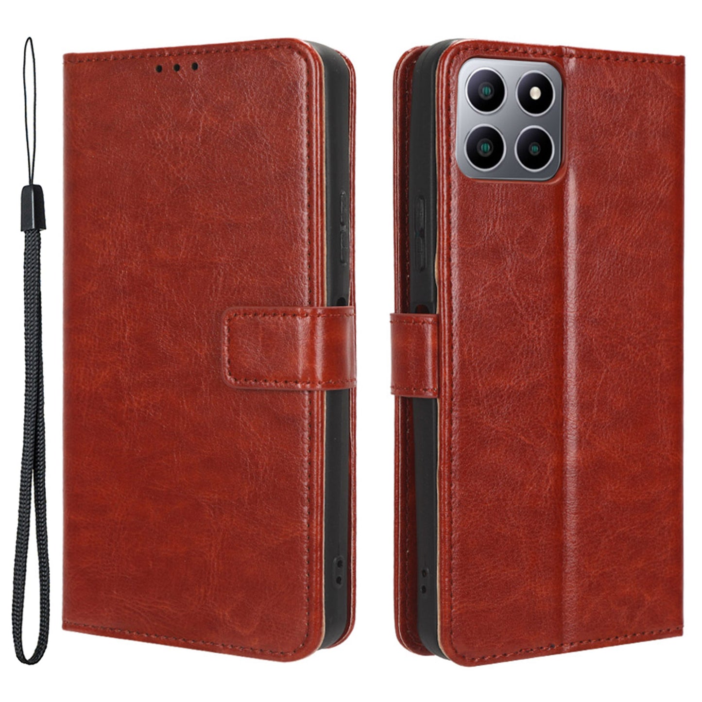 PU Leather Flip Cover for Boost Mobile Celero 5G+ Wallet Case Crazy Horse Texture Stand Anti-fall Phone Shell