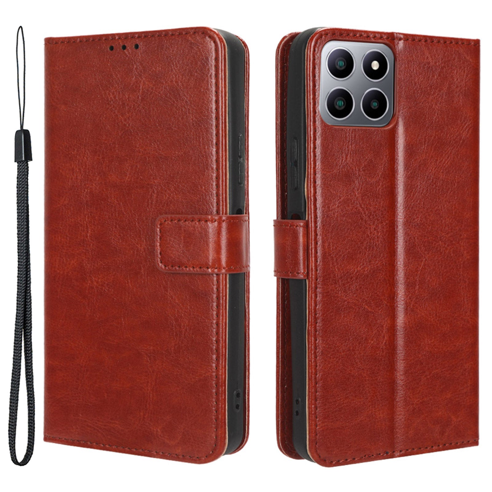 PU Leather Flip Cover for Boost Mobile Celero 5G+ Wallet Case Crazy Horse Texture Stand Anti-fall Phone Shell