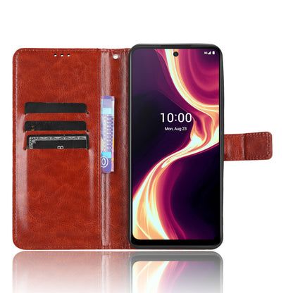 PU Leather Flip Cover for Boost Mobile Celero 5G+ Wallet Case Crazy Horse Texture Stand Anti-fall Phone Shell