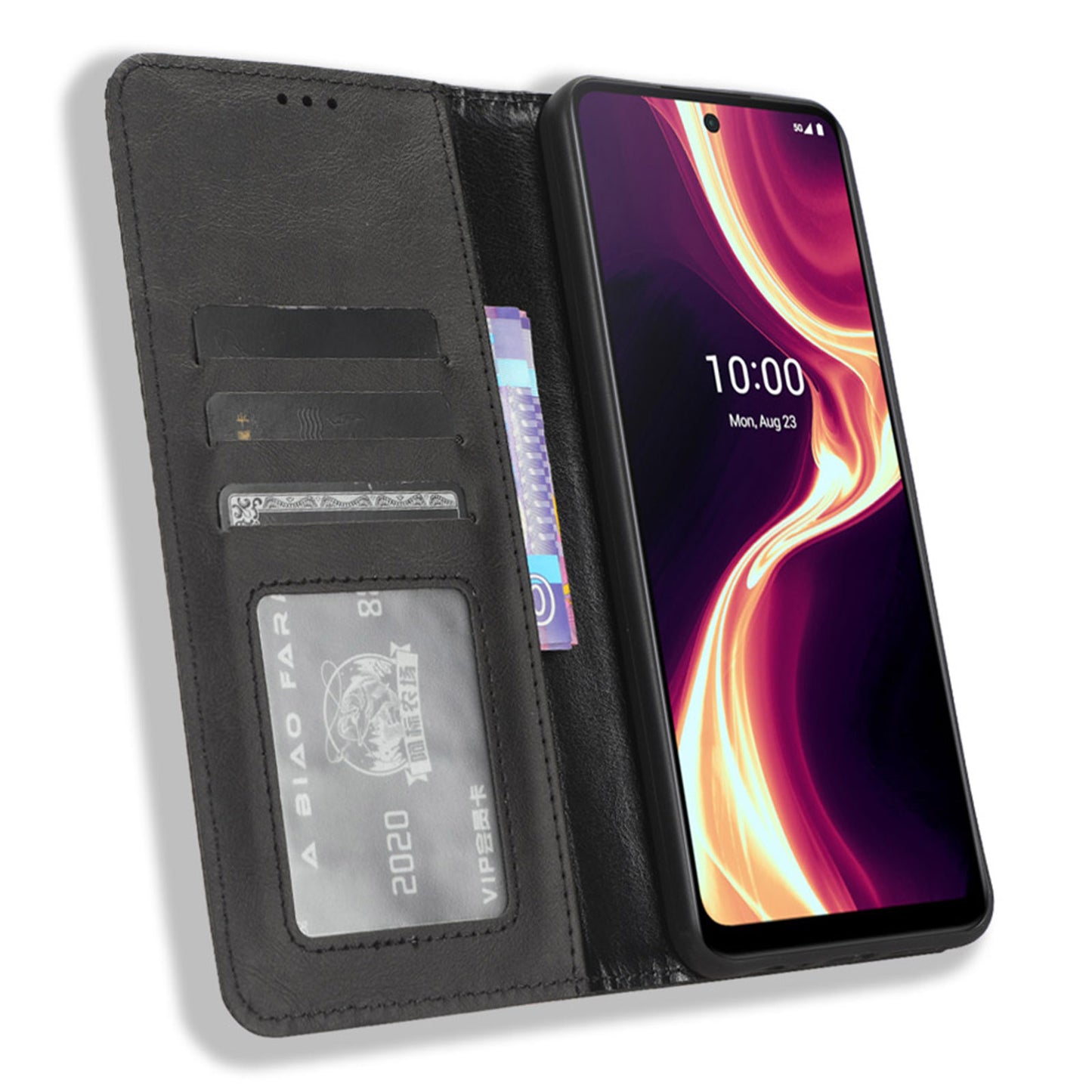 Flip Folio Phone Case for Boost Mobile Celero 5G+ Retro PU Leather Cover Stand Wallet Shell