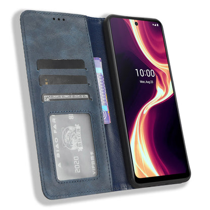 Flip Folio Phone Case for Boost Mobile Celero 5G+ Retro PU Leather Cover Stand Wallet Shell