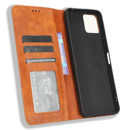 Flip Folio Phone Case for Boost Mobile Celero 5G+ Retro PU Leather Cover Stand Wallet Shell