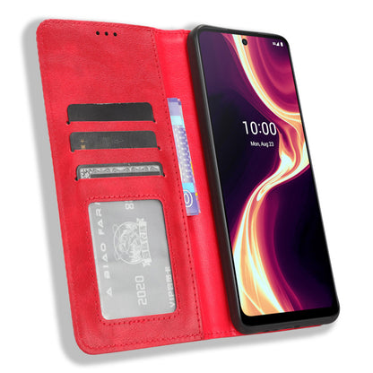 Flip Folio Phone Case for Boost Mobile Celero 5G+ Retro PU Leather Cover Stand Wallet Shell