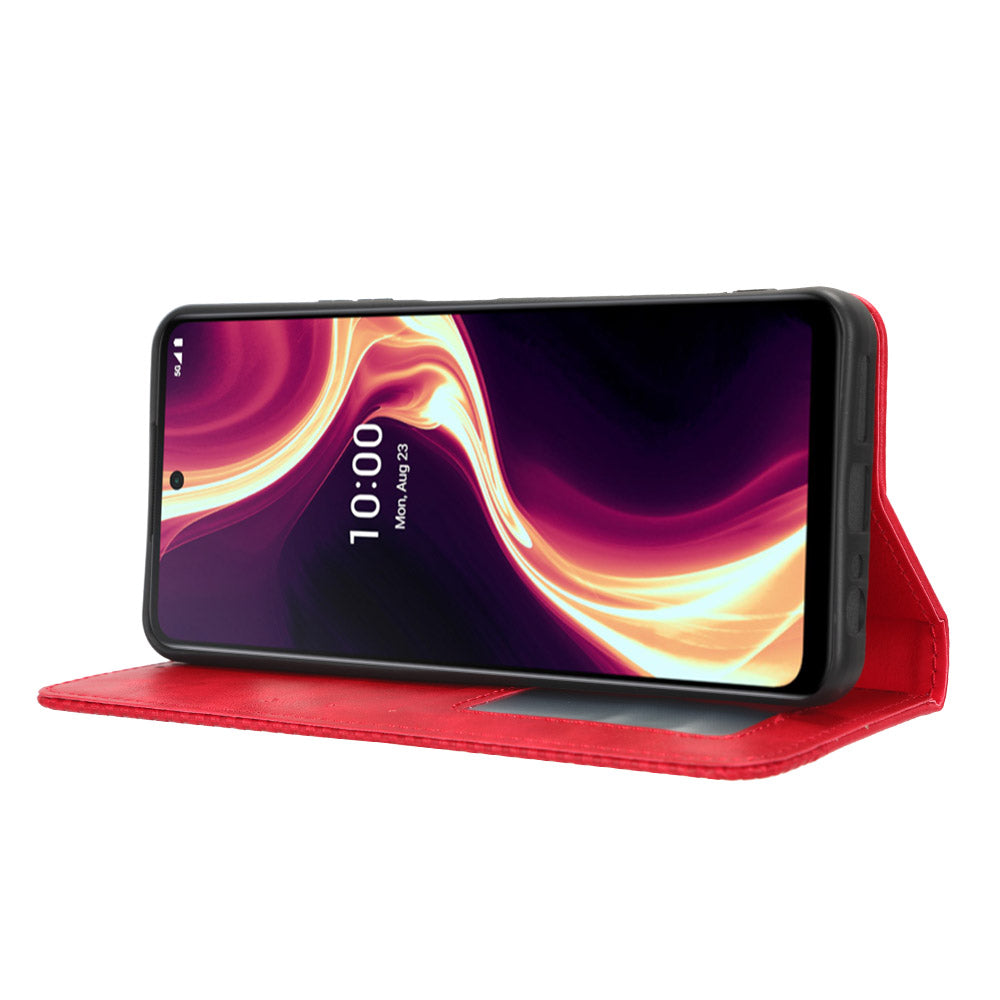 Flip Folio Phone Case for Boost Mobile Celero 5G+ Retro PU Leather Cover Stand Wallet Shell