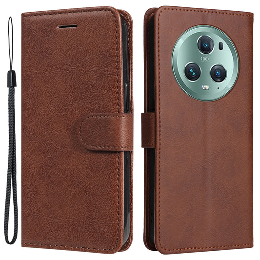 KT Leather Series-2 Stand Cover for Honor Magic5 Pro PU Leather Solid Color Wallet Phone Case