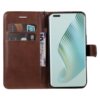 KT Leather Series-2 Stand Cover for Honor Magic5 Pro PU Leather Solid Color Wallet Phone Case